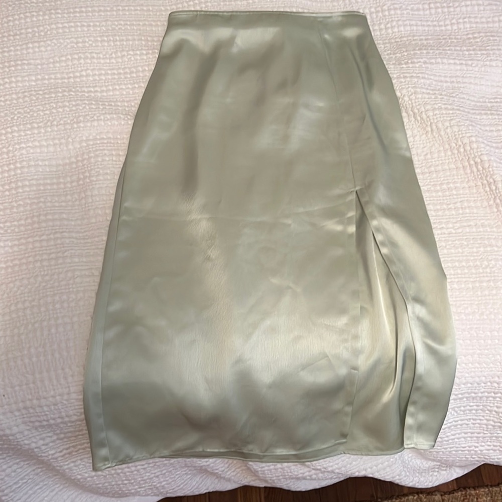 silk abercrombie midi skirt with slit